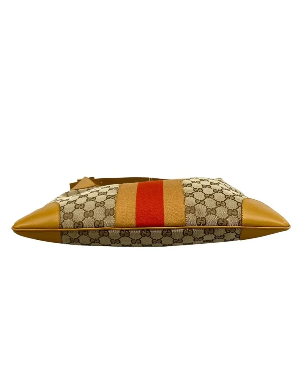 Gucci Shoulder Bag Dark Brown Beige Red Leather - Picture 5 of 15